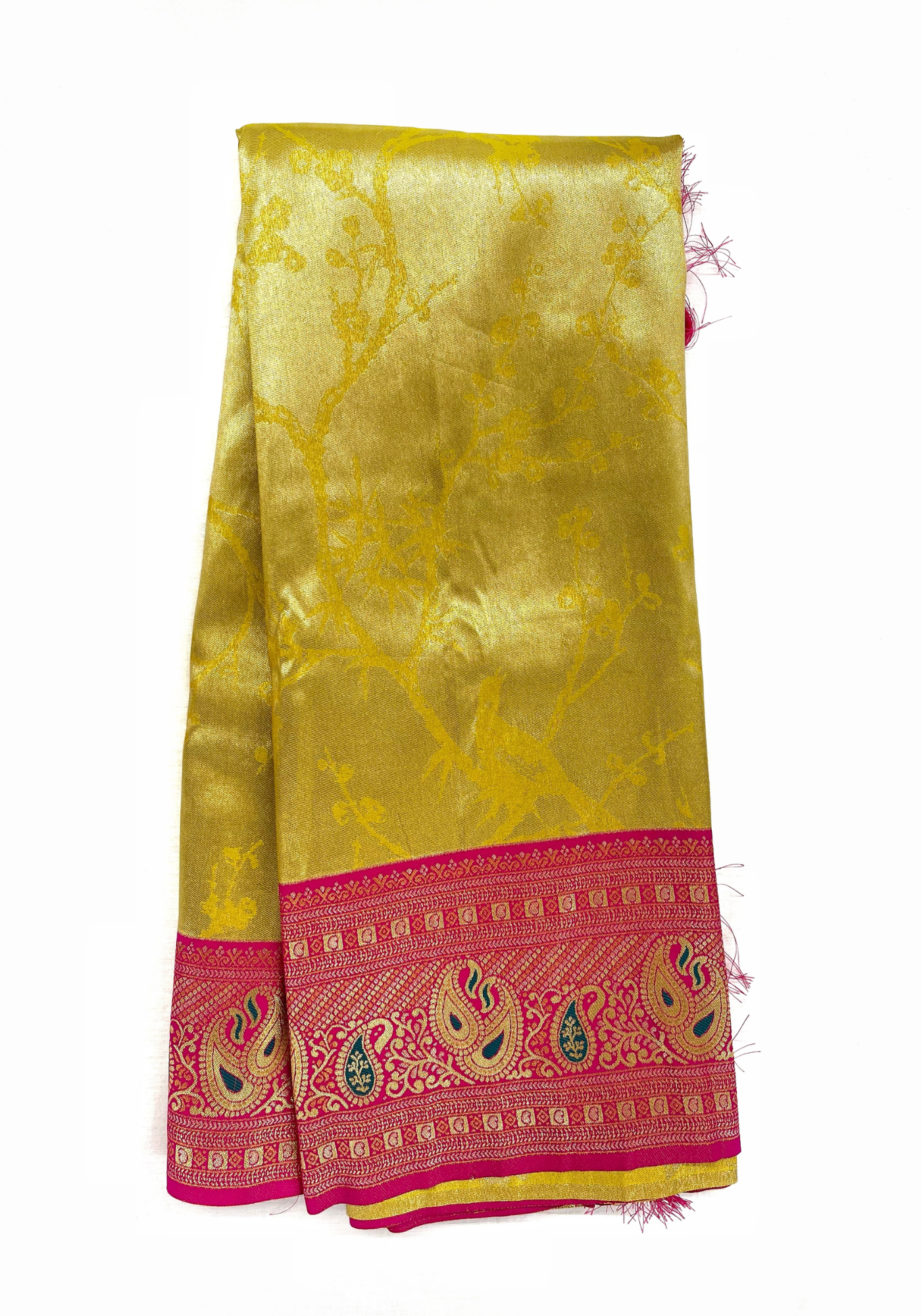 Tissue Silk Saree with Zari Pallu and Brocket Blouse