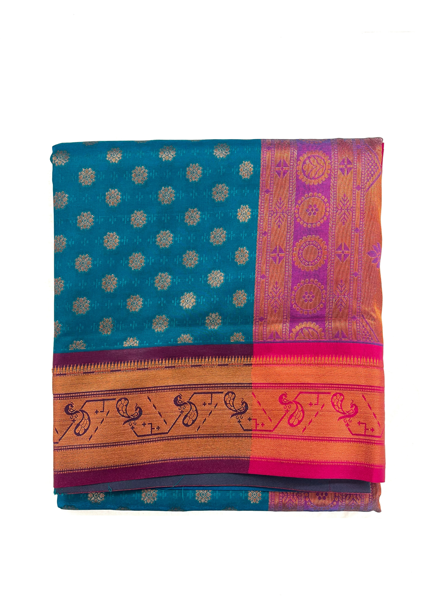 Blue Banaras Silk Saree with Paithani Border and Pallu with Rani Brocade Blouse