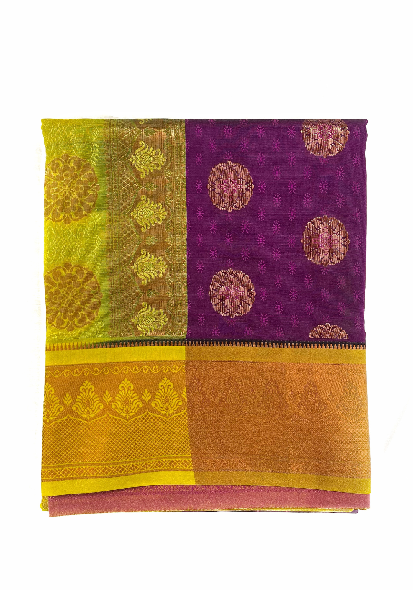 Banarasi Silk Saree with Copper Zari Border and Brocade Blouse