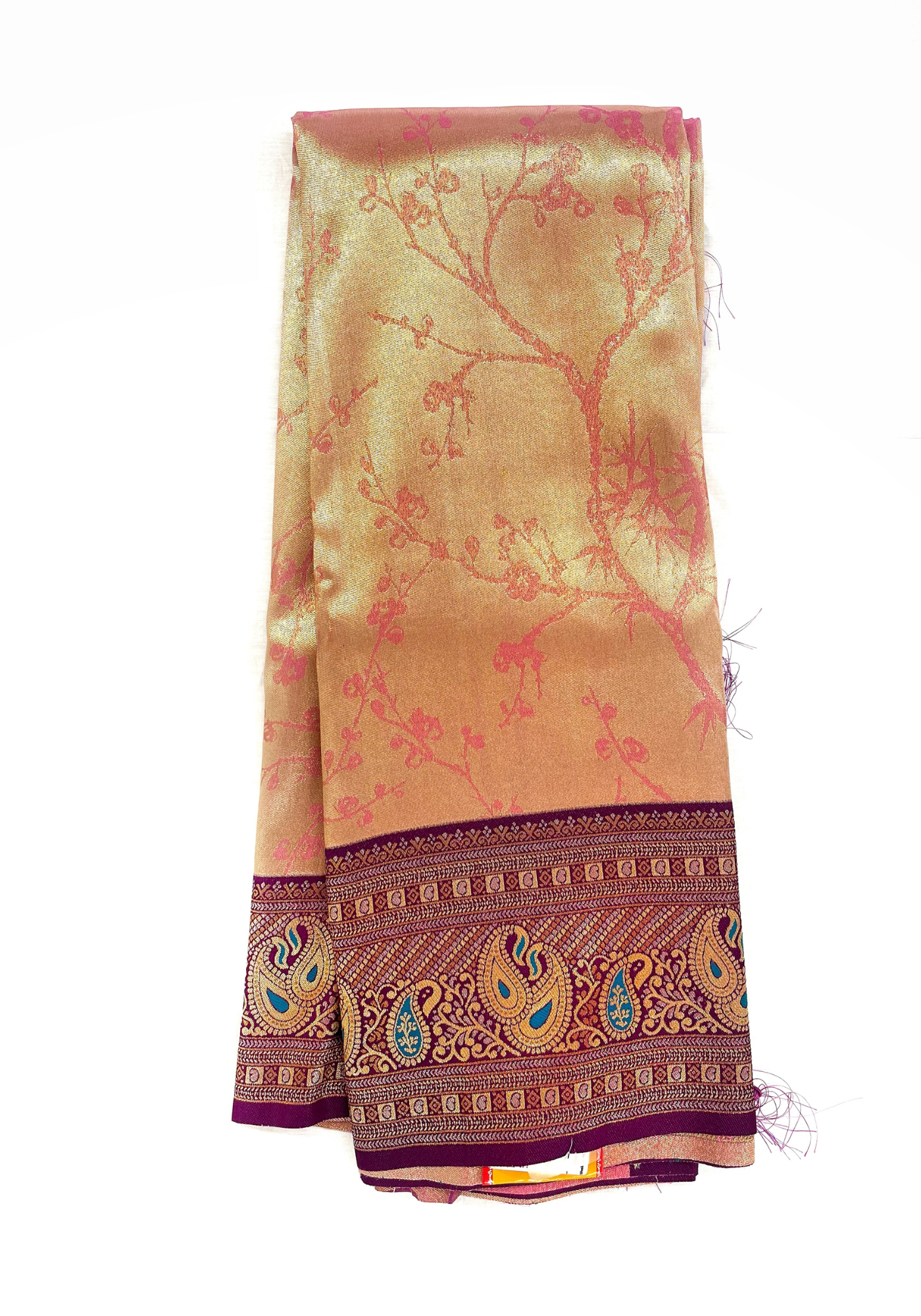 Tissue Silk Saree with Zari Pallu and Brocket Blouse