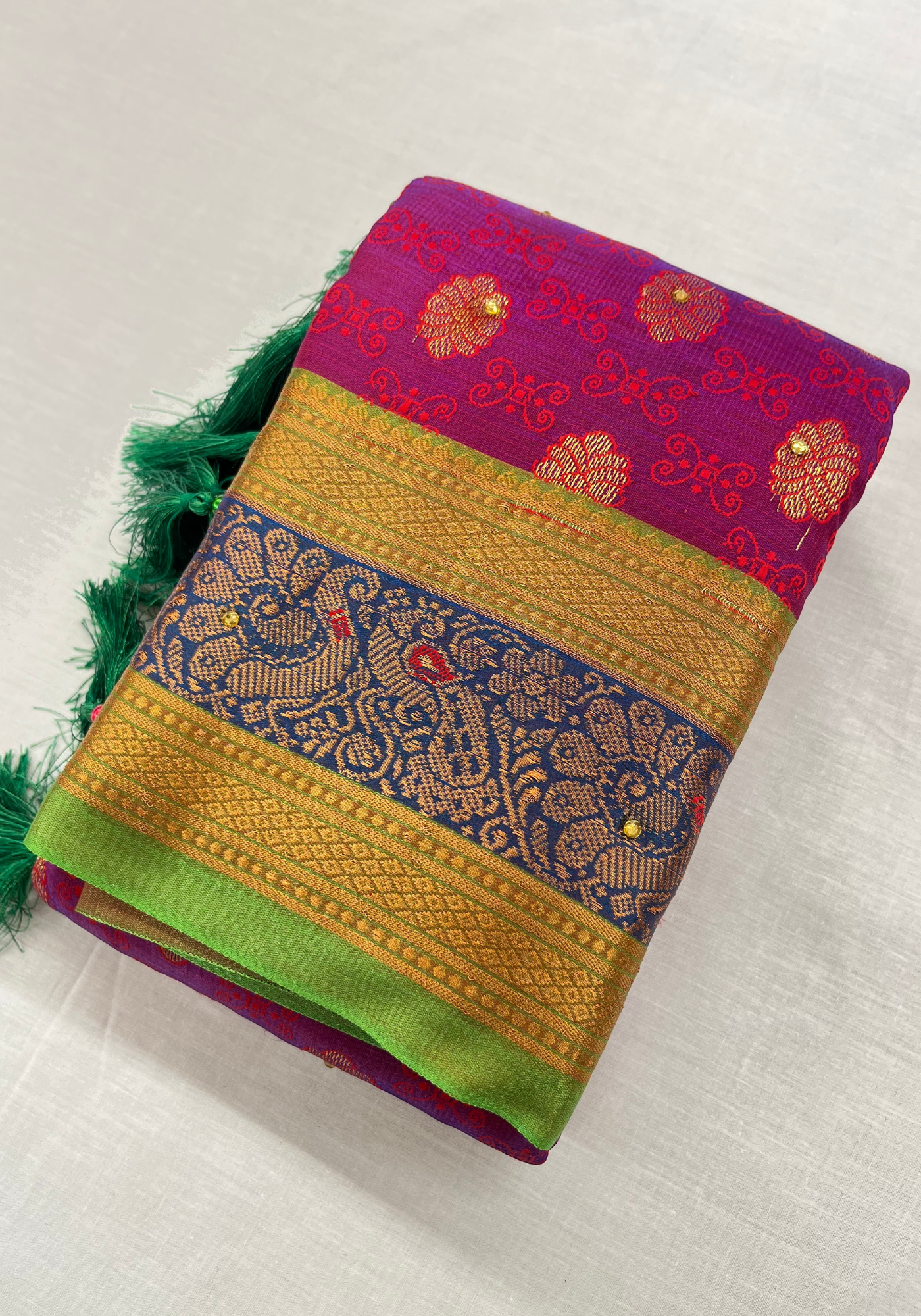 Elegant Banaras Silk Saree with Copper Zari Border and Brocade Blouse