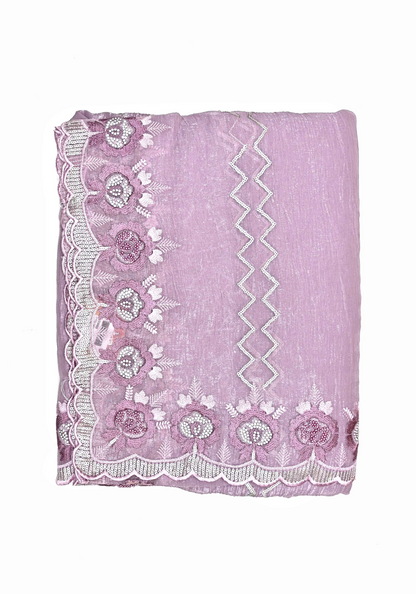 Elegant Lilac Designer Cut Work Saree