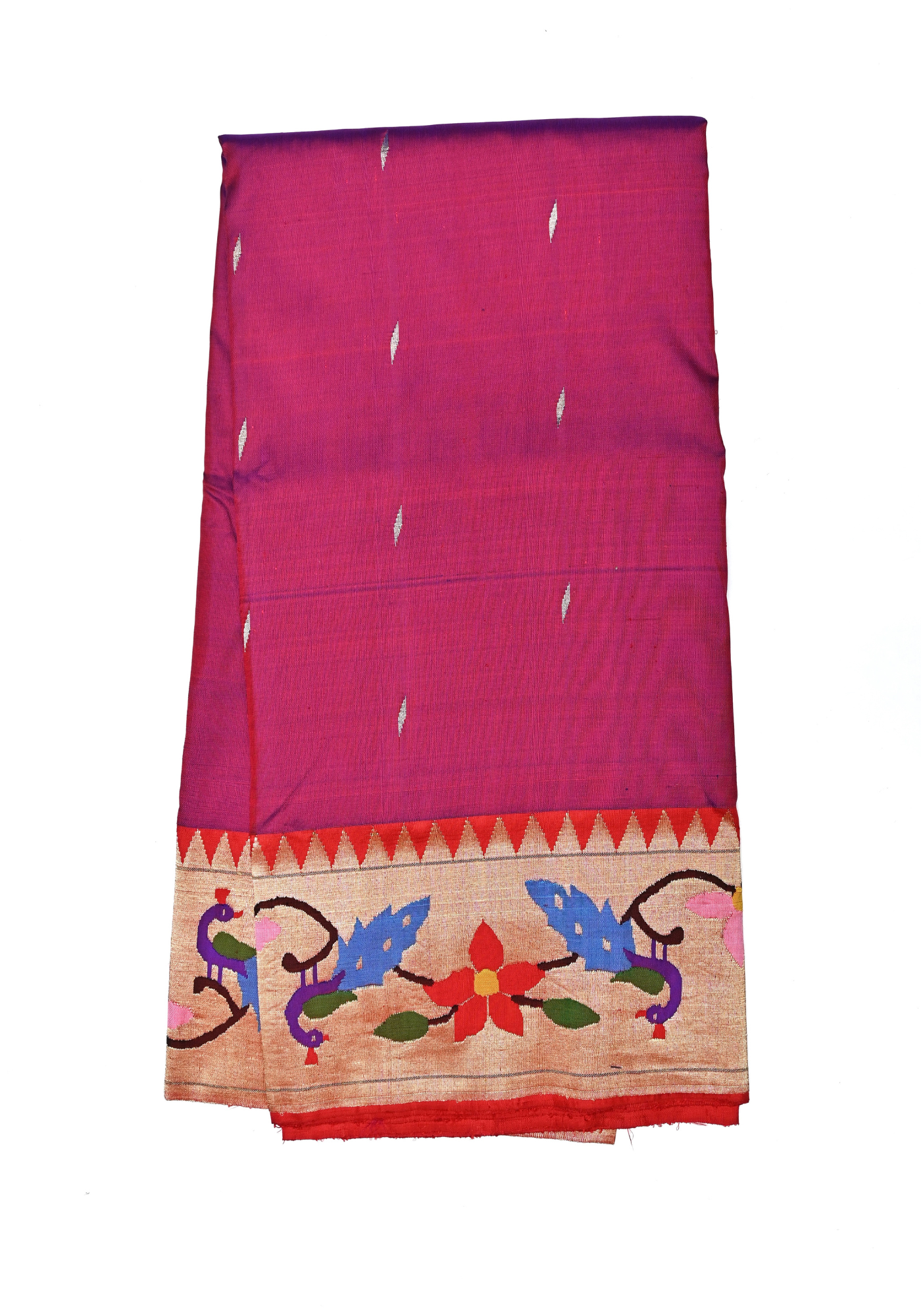 Luxurious Pure Handloom Silk Resham  Zari work Magenta Paithani Saree