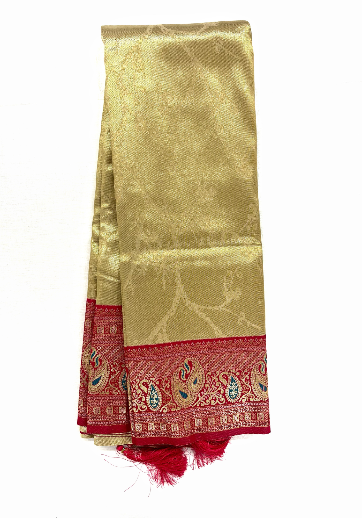 Tissue Silk Saree with Zari Pallu and Brocket Blouse