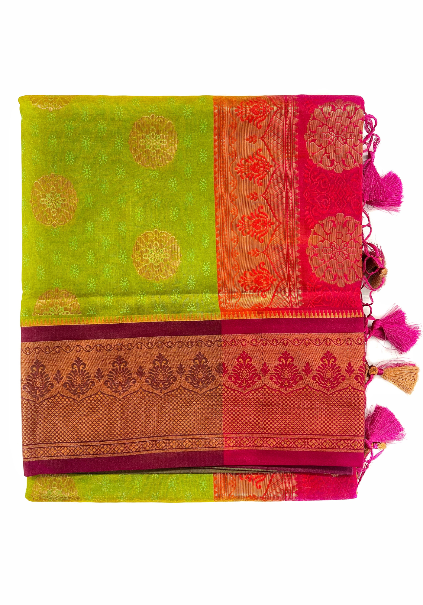 Banarasi Silk Saree with Copper Zari Border and Brocade Blouse