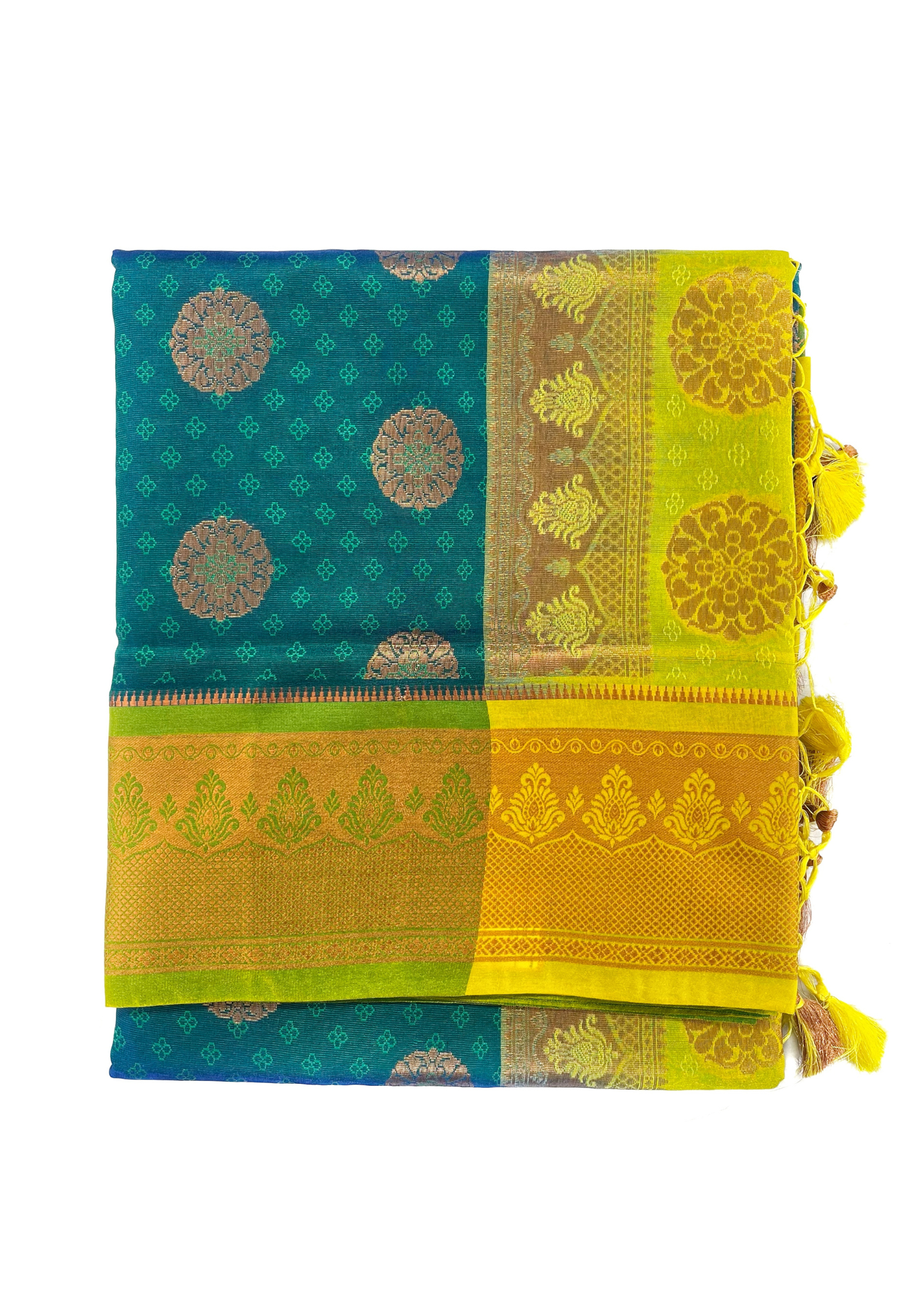 Banarasi Silk Saree with Copper Zari Border and Brocade Blouse