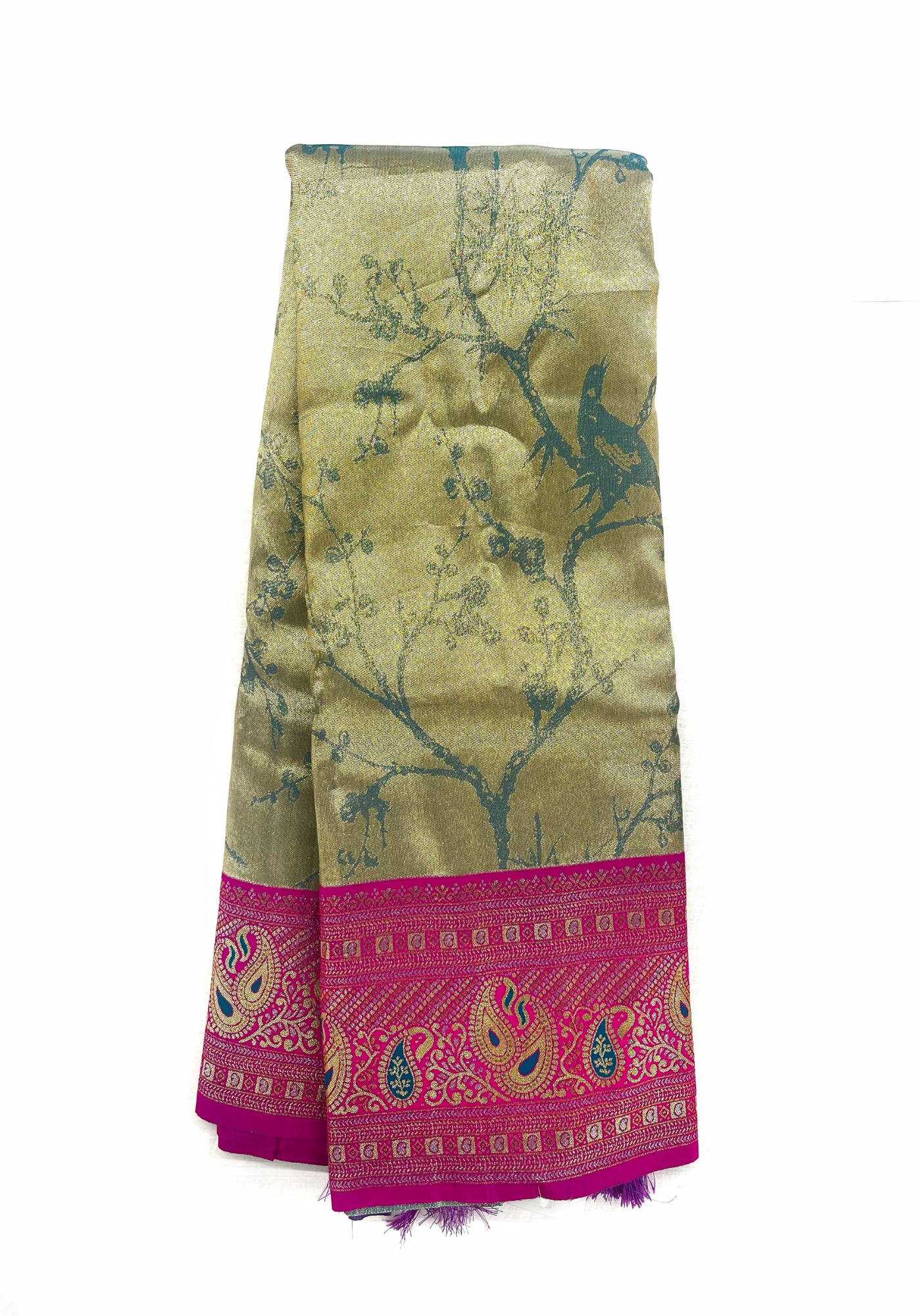 Tissue Silk Saree with Zari Pallu and Brocket Blouse