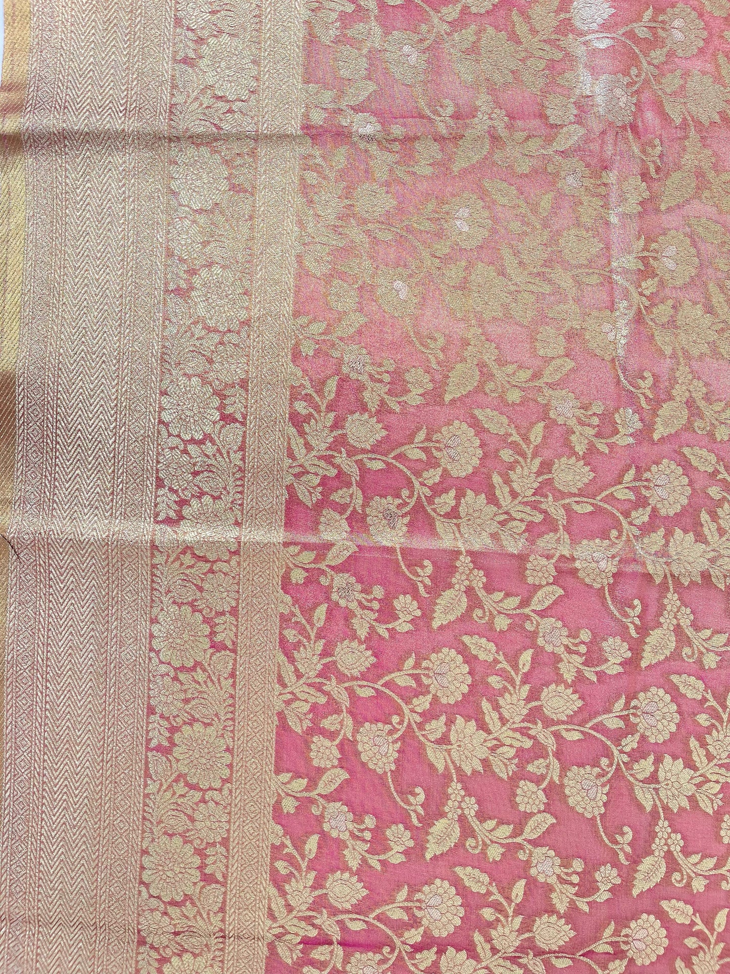 Light Pink Semi Tissue Broket Saree