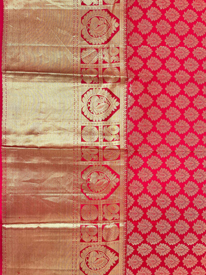 Stunning Pure South Silk Red Brocket Saree