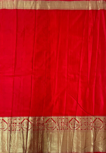 Stunning Pure South Silk Red Brocket Saree