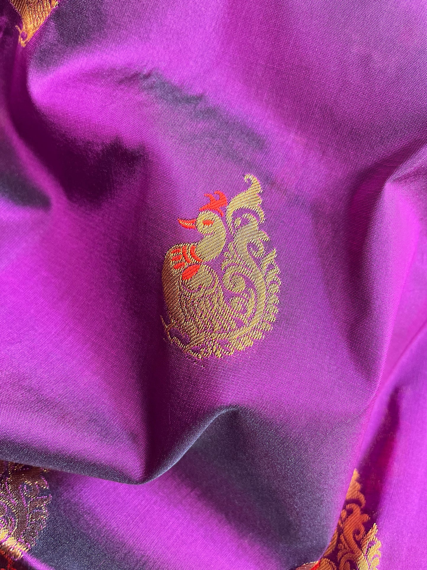 Wine Color Semi Paithani Tana Bana Saree