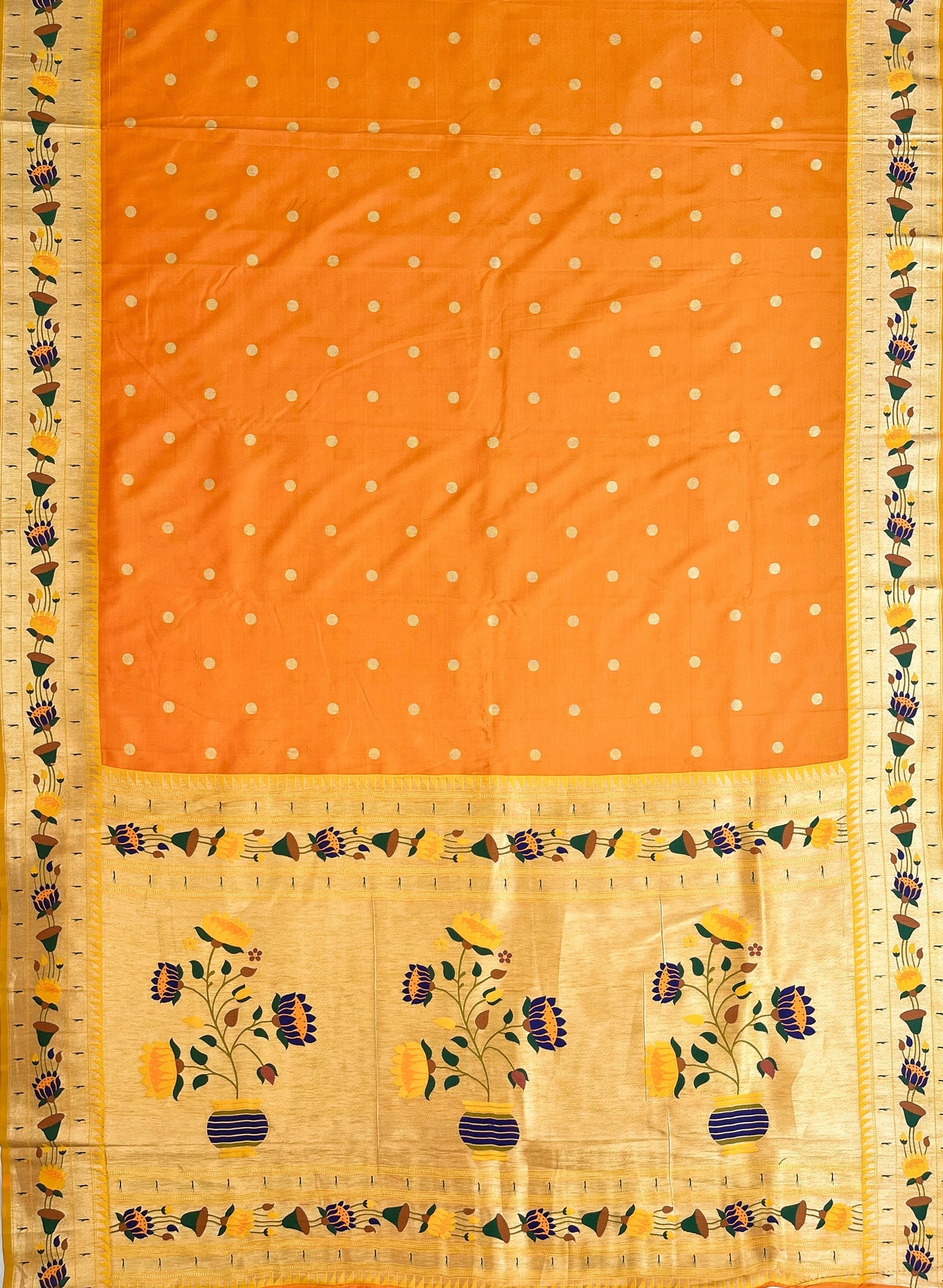 Lotus Paithani Mango Soft Silk Saree