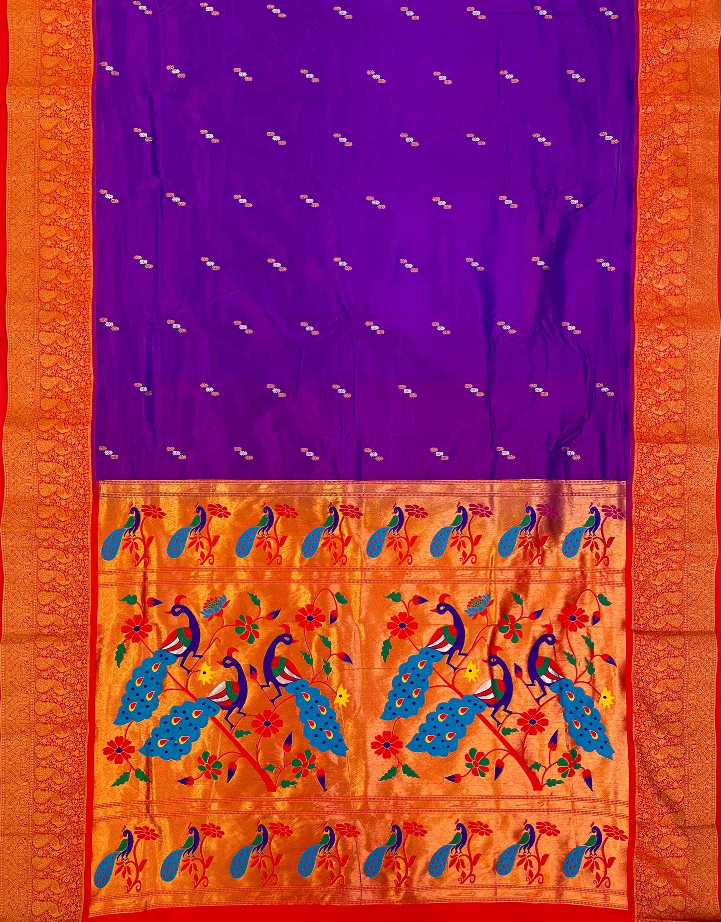 Purple Tana Bana Silk Saree with Handloom Work Pallu