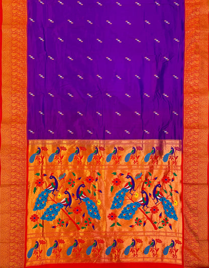 Purple Tana Bana Silk Saree with Handloom Work Pallu