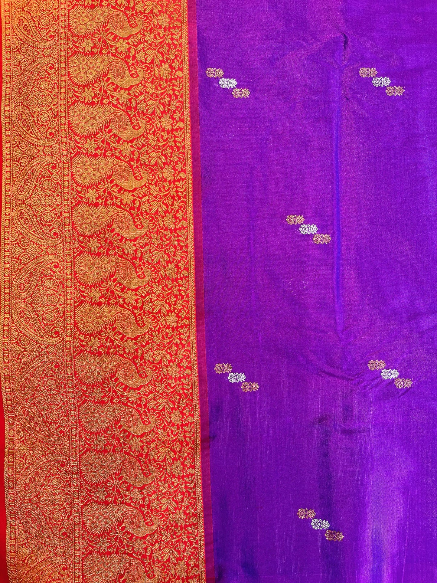 Purple Tana Bana Silk Saree with Handloom Work Pallu