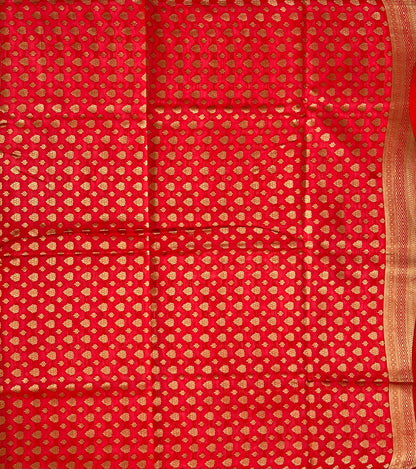 All Over Floral Design Red Cotton Fancy Saree