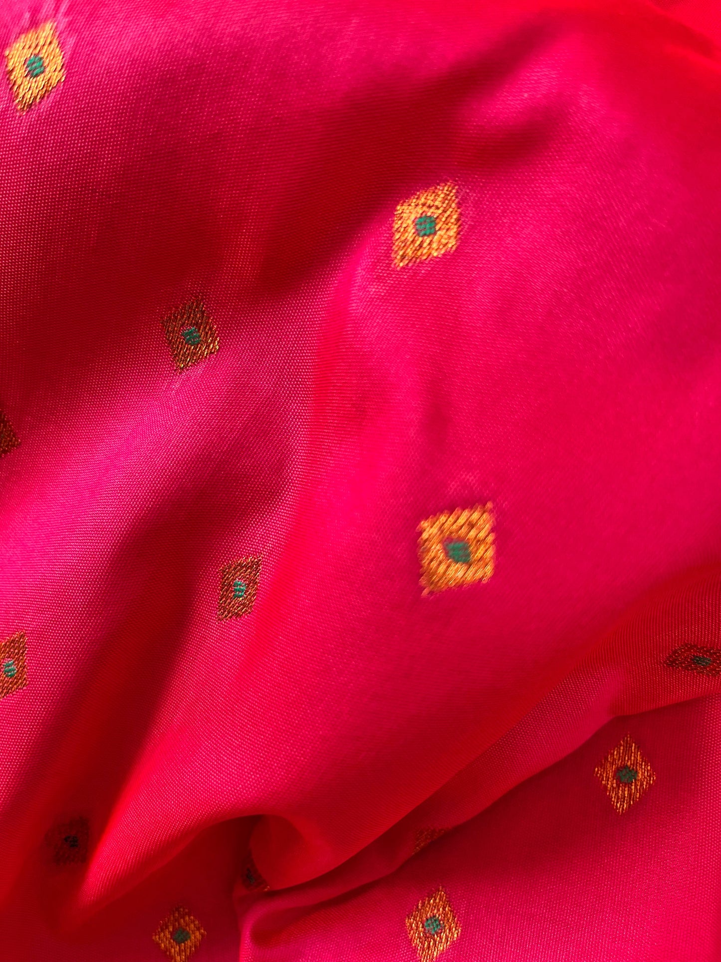 Pink Copper Silk Saree with Golden Temple Border