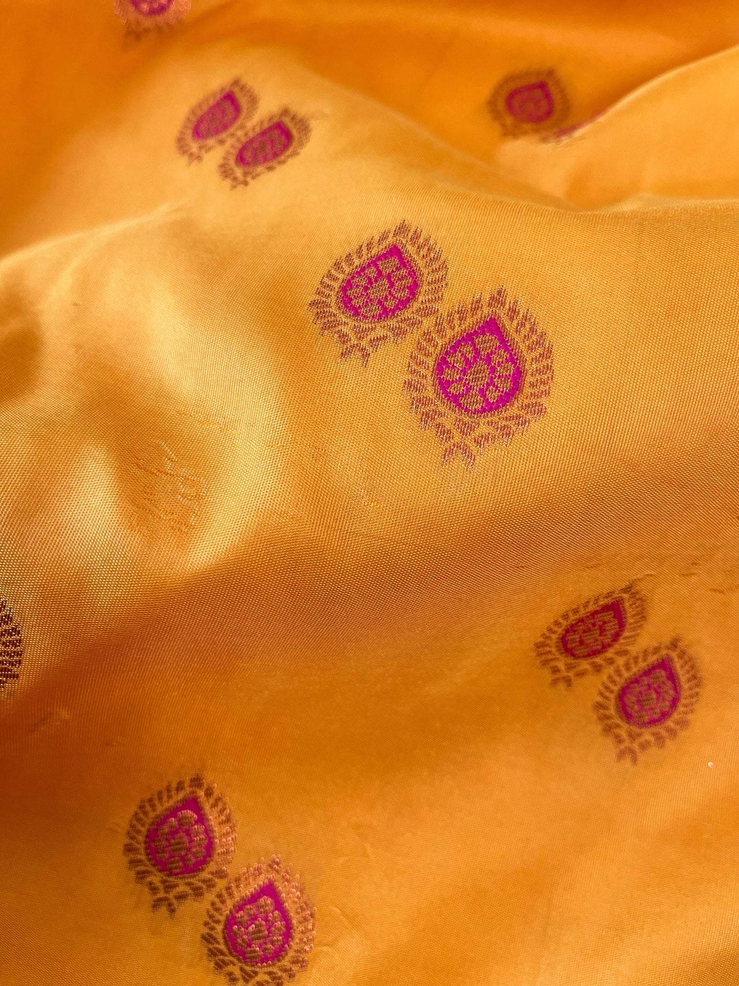 Yellow Soft Silk Saree with Magenta Border