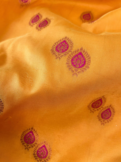 Yellow Soft Silk Saree with Magenta Border