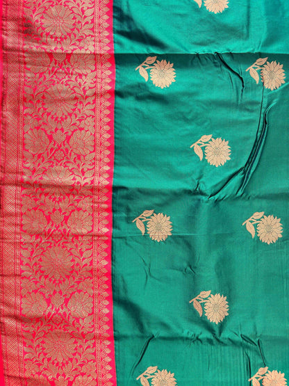 Beautiful Green Handloom Soft Silk Paithani Saree