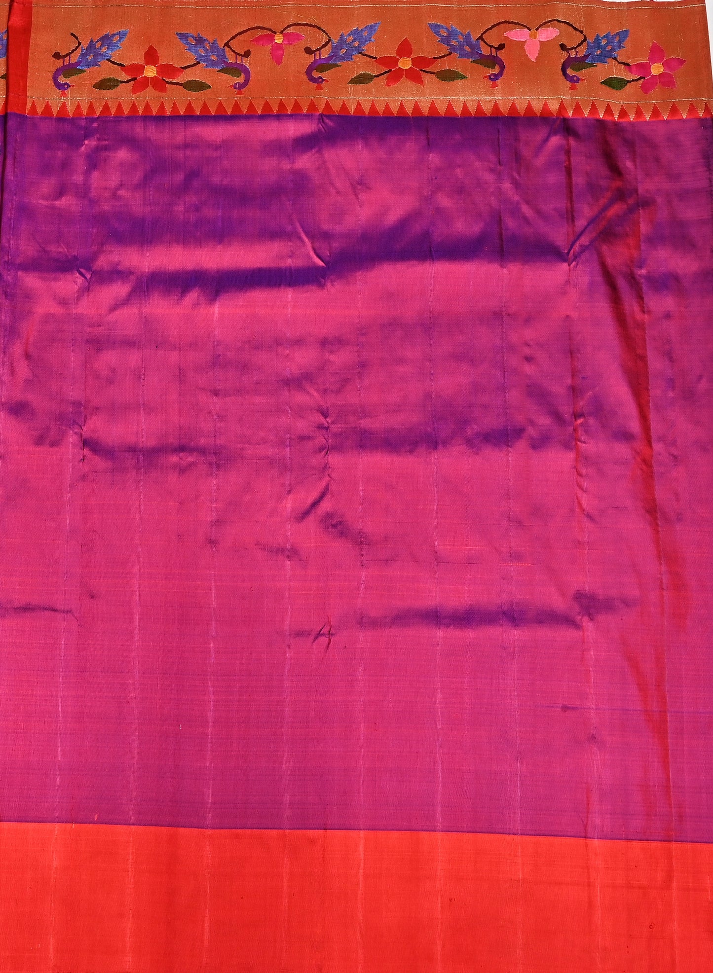 Luxurious Pure Handloom Silk Resham  Zari work Magenta Paithani Saree