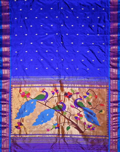 Exclusive Pure Handloom Silk Royal Blue Paithani Saree