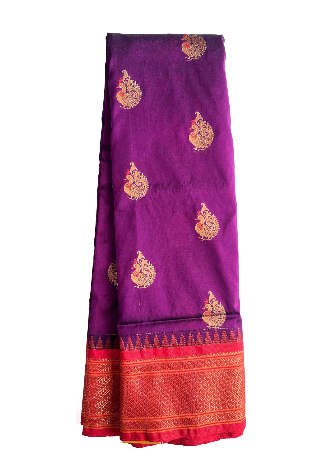 Wine Color Semi Paithani Tana Bana Saree