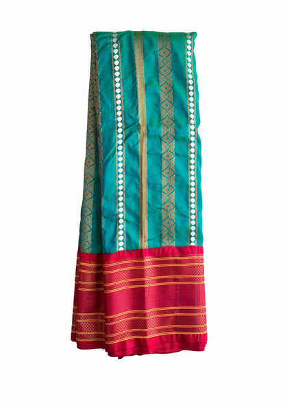 Bangalore Copper Silk  MorPankhi Paithani Saree with Red Border