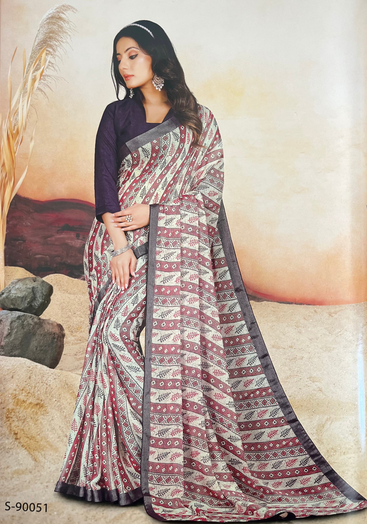 Multi Color Chiffon Brasso Saree with Fancy Pallu