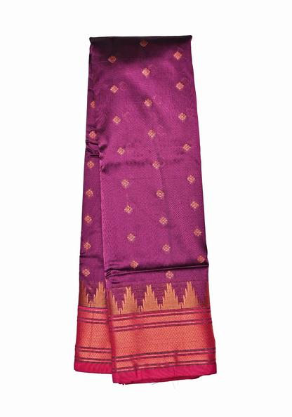 Wine Irkal Paithani Silk Saree With Temple Border