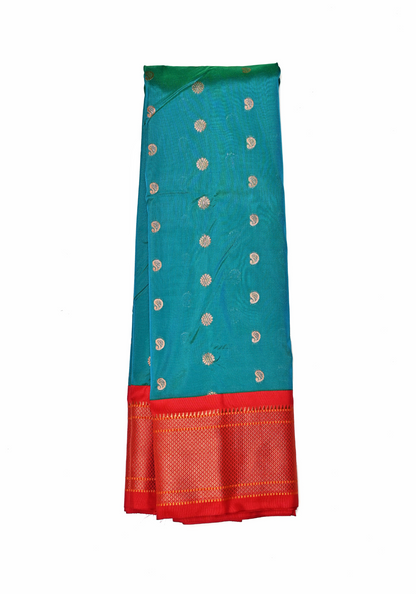 Pure Silk Peacock Paithani Saree with Golden Rani Pallu